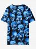 T-shirt Gothique Crâne Imprimé à Paillettes - Bleu 6XL