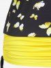 Plus Size Sunflower Butterfly Cinched Ruched Strappy Top -  