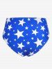 Plus Size Patriotic American Flag Print Halter Bow Tankini Swimsuit -  