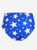 Maillot de Bain Tankini Drapeau Américain Imprimé Noué de Grande Taille à Col Halter - Bleu L | US 12