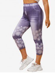 Plus Size 3D Print Cropped Jeggings -  