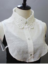 Gothic Guipure Lace Panel Swiss Dot Detachable Collar -  
