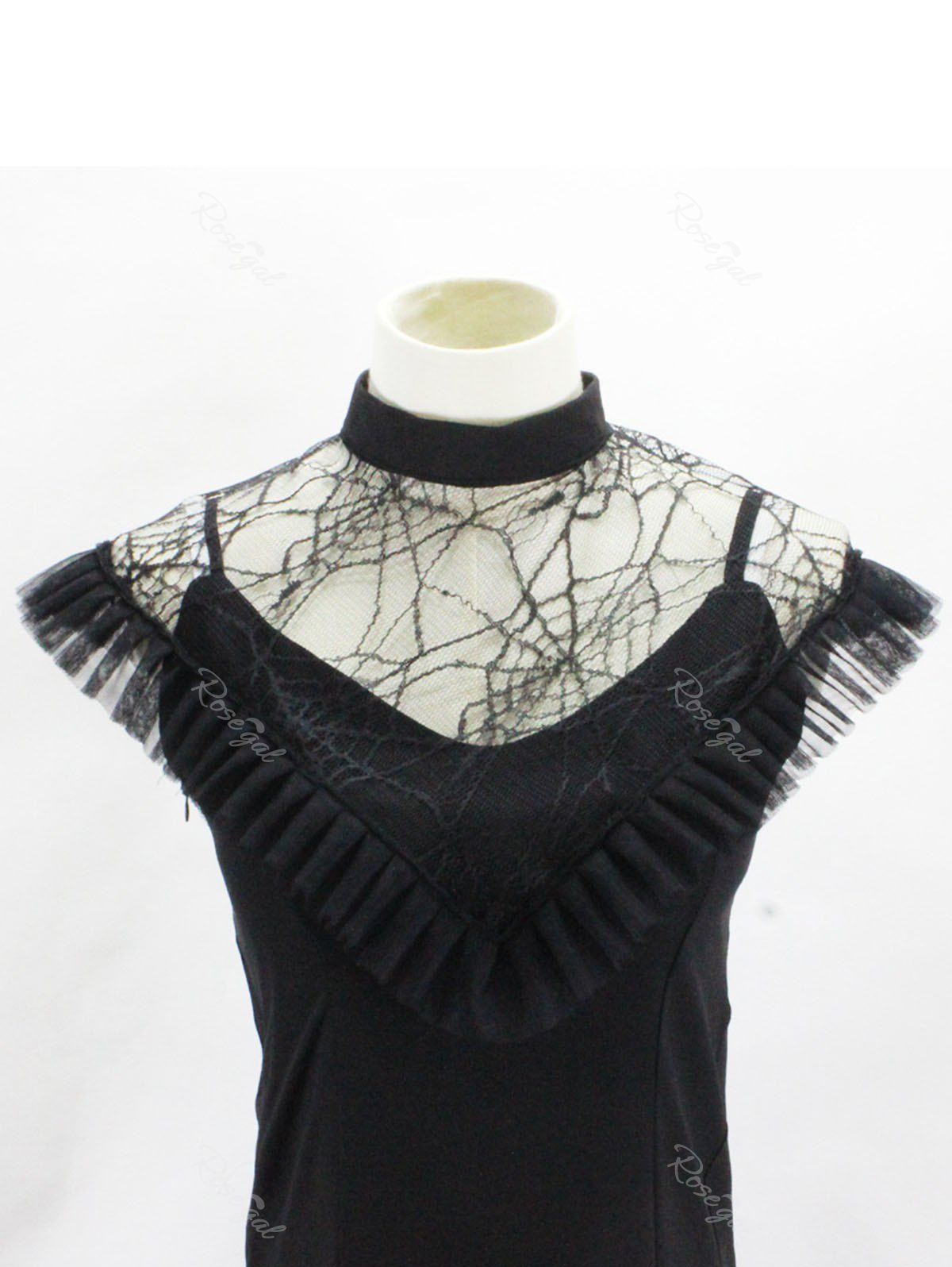 Online Gothic Spider Web Ruffled Mesh Detachable Collar  