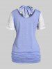 Halter Cowl Front Blouson 2 in 1 Tee and High Rise Floral Gym 3D Jeggings Plus Size Summer Outfit -  