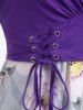 Plus Size Cottagecore Knot Floral Sundress and Lace-up Plunging Crop Top Set -  