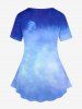 Plus Size Tie Dye Rose Print T-shirt -  
