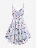Haut Court Floral de Grande Taille avec Noeud Papillon et Slip en Ensemble - Pourpre  M | US 10