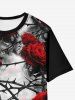 T-shirt Mouchoir à Imprimé Gothique Rose Désordonnée - Noir XL