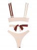 Ribbed Two Tone Wrap Criss Cross Cheeky Bikini Swimwear -  