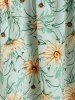 Plus Size Floral Print Ruched High Low Skirt -  
