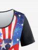 T-shirt Imprimé Drapeau Américain 3D Grande Taille - Bleu 1X | US 14-16