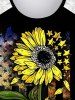 Plus Size Patriotic Sunflower American Flag Lace Panel Tank Top -  