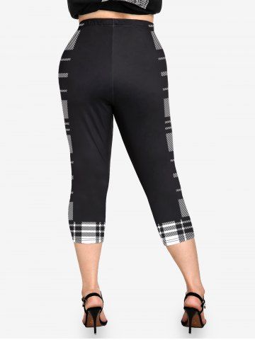 Plus Size Plaid Skinny Capri Leggings
