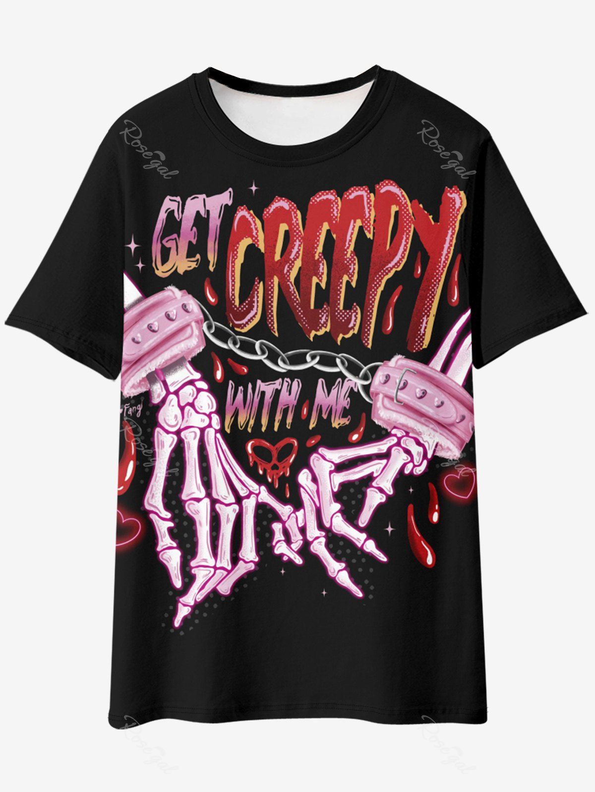 T-shirt Graphique Squelette Effrayant Noir XL