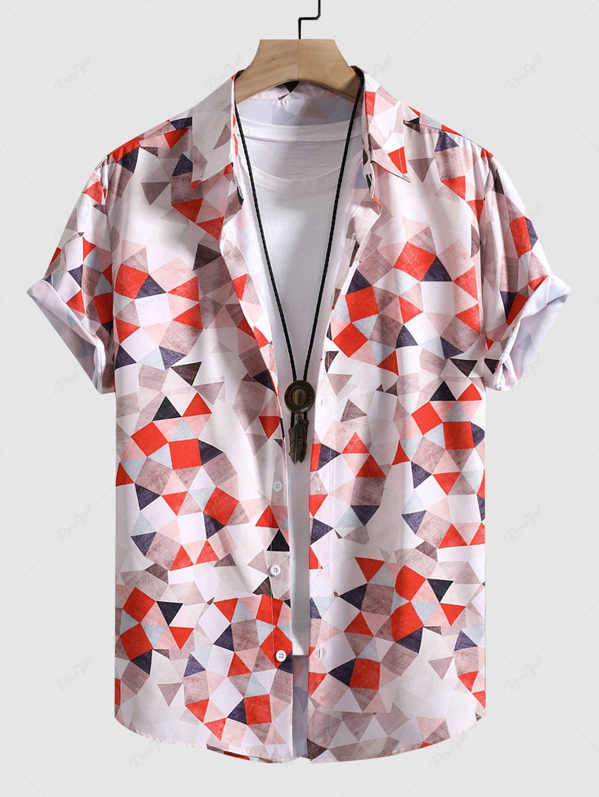 Best Geometric Pattern Short Sleeve Shirt  
