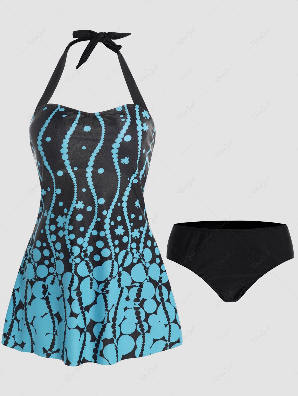 Shops Geometric Printed Padded Halter Modest Tankini Swimsuit  