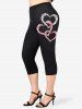 Valentines Heart Printed Tee and Leggings Plus Size Summer Matching Outfit -  
