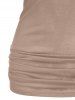 O Ring Cold Shoulder Ruched Long T Shirt -  