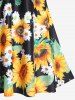 Plus Size Sunflower Daisy Printed O-ring Padded Tankini Top Swimsuit -  