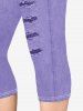 Legging Capri Déchiré à Imprimé 3D Jean de Grande Taille - Pourpre  M | US 10