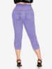 Legging Capri Déchiré à Imprimé 3D Jean de Grande Taille - Pourpre  M | US 10