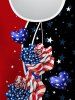 Plus Size 3D Flower American Flag Heart Printed Patriotic Tee -  