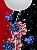 Plus Size 3D Flower American Flag Heart Printed Patriotic Tee -  