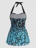 Geometric Printed Padded Halter Modest Tankini Swimsuit -  