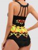 Modest Printed Ladder Cut Out Padded Round Neck Tankini Swimsuit -  