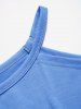 Plain Color Cold Shoulder Round Neck Short Sleeve T Shirt -  