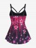 Plus Size 3D Sparkles Stars Printed Padded Boyleg Tankini Swimsuit -  