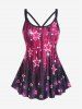 Plus Size 3D Sparkles Stars Printed Padded Boyleg Tankini Swimsuit -  