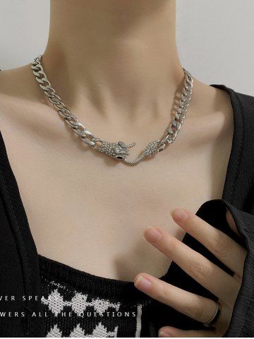 Gothic Vintage Snake Design Chunky Necklace - SILVER