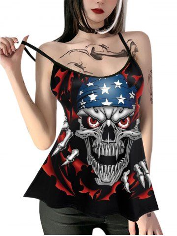 Cami Top con Estampado Patriótico de Bandera de Estados Unidos - BLACK - 5X | US 30-32