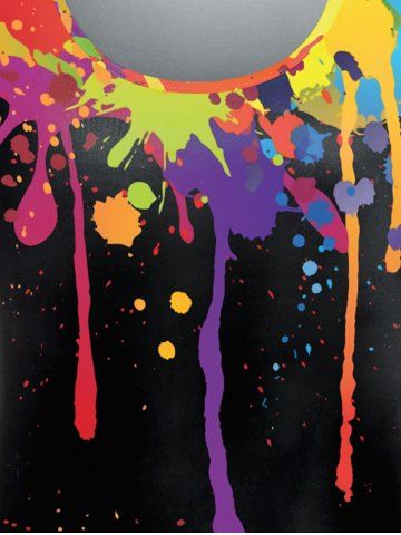 Plus Size Short Sleeves Paint Splatter Printed Tee
