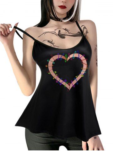 Gothic Clip Heart Print Cami Top - BLACK - 5X | US 30-32