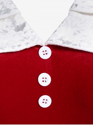 Plus Size Vintage Two Tone Christmas Party Velvet Fit and Flare Dress