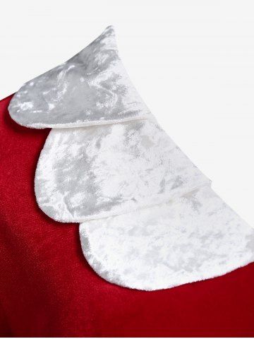 Plus Size Vintage Two Tone Christmas Party Velvet Fit and Flare Dress