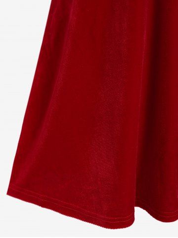 Plus Size Vintage Two Tone Christmas Party Velvet Fit and Flare Dress