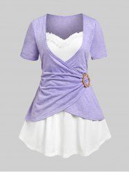 Plus Size & Curve O Ring 2 in 1 Tee -  