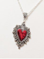 Gothic Burning Heart Pendant Necklace -  