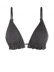 Haut de Bikini Métallique à Volants - Noir L