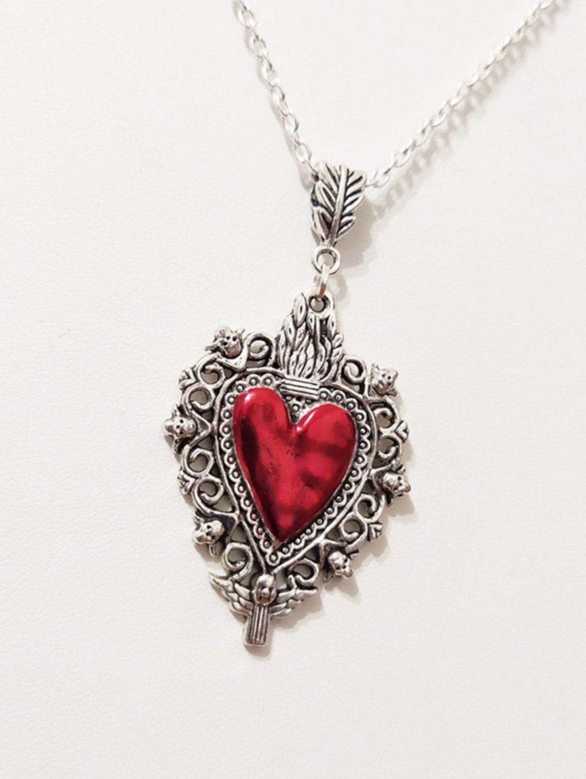 Unique Gothic Burning Heart Pendant Necklace  