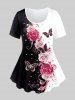 Rose Butterfly Two Tone Tee and Jeggings Plus Size Matching Set -  
