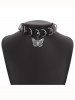Ensemble de Robe Gothique Vintage Evasée à Carreaux à Lacets et Collier Ras de Cou Anneau en D Grande Taille - Noir 