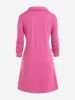 Plus Size Turndown Collar Long Sleeves A Line Mini Dress -  
