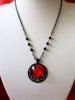 Gothic Red Moon Pendant Necklace -  
