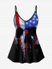 Gothic Patriotic American Flag Skull Print Cami Top (Adjustable Straps) -  