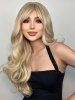 Blonde Mixed Long Fluffy Wavy Side Bangs Synthetic Wig -  