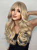 Blonde Mixed Long Fluffy Wavy Side Bangs Synthetic Wig -  